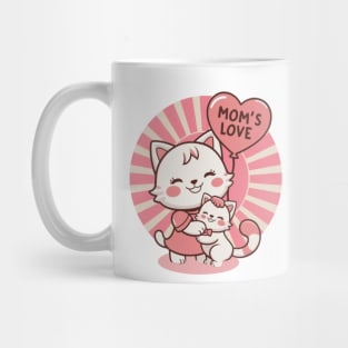 Mom’s Love Cat Mom And Daughter Vintage Sun Pink Cats Lover Mug